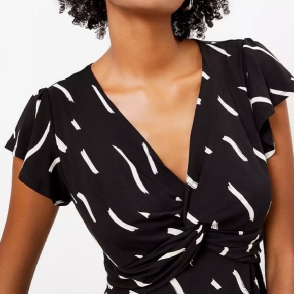 Loft Women's Brushstroke Knotted Swing Dress Size Large - Picture 10 of 11